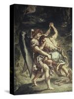 Jacob Wrestles with the Angel-Eugene Delacroix-Stretched Canvas