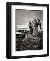 Jacob Wrestling with the Angel. Engraving.-null-Framed Giclee Print