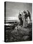 Jacob Wrestling with the Angel. Engraving.-null-Stretched Canvas