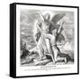 Jacob wrestling with the angel, Genesis-Julius Schnorr von Carolsfeld-Framed Stretched Canvas