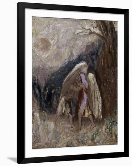 Jacob Wrestling with the Angel-Odilon Redon-Framed Giclee Print