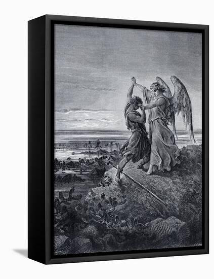 Jacob Wrestling with the Angel-Gustave Doré-Framed Stretched Canvas