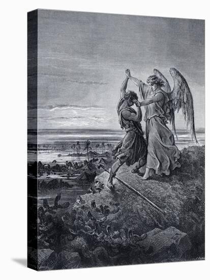 Jacob Wrestling with the Angel-Gustave Doré-Stretched Canvas