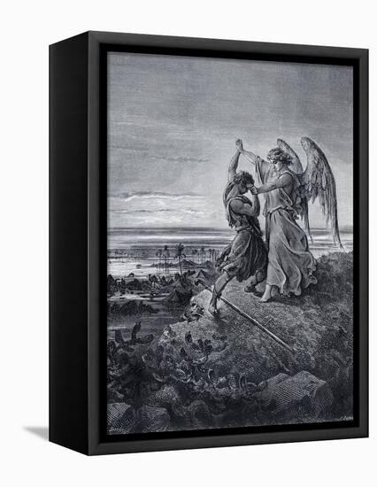 Jacob Wrestling with the Angel-Gustave Doré-Framed Stretched Canvas