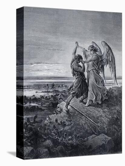 Jacob Wrestling with the Angel-Gustave Doré-Stretched Canvas