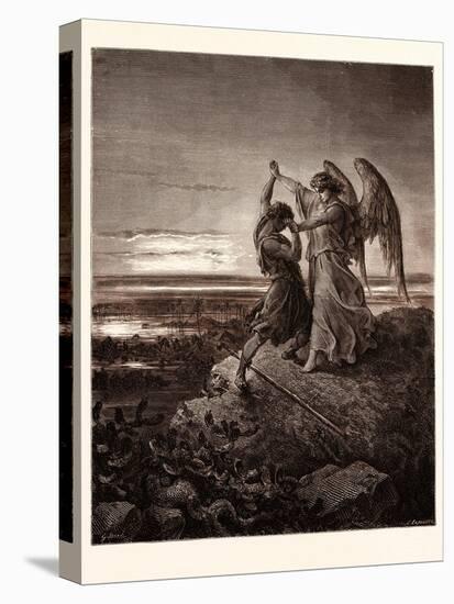 Jacob Wrestling with the Angel-Gustave Dore-Stretched Canvas