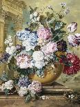 Still Life of Roses, Delphiniums and Tulips-Jacobus Linthorst-Framed Stretched Canvas