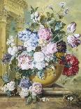 Still Life of Roses, Delphiniums and Tulips-Jacobus Linthorst-Framed Stretched Canvas