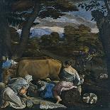 Deux chiens de chasse attachés à une souche-Jacopo Bassano-Giclee Print
