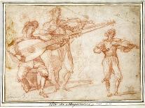 Two Musicians playing a Chiatarrone and a Violin, with a Subsidiary Study of the Second Musician-Jacopo Confortini-Stretched Canvas