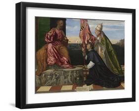 Jacopo Pesaro Being Presented by Pope Alexander VI to Saint Peter, 1506-1511-Titian (Tiziano Vecelli)-Framed Giclee Print