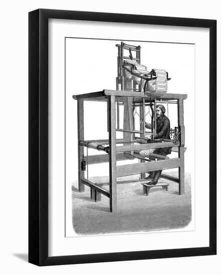 Jacquard Loom, with Swags of Punched Cards from Which Pattern Was Woven, 1876-null-Framed Giclee Print