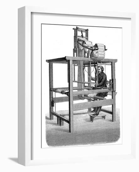 Jacquard Loom, with Swags of Punched Cards from Which Pattern Was Woven, 1876-null-Framed Giclee Print