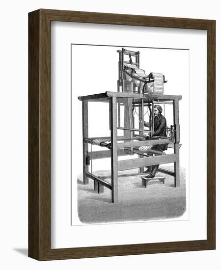 Jacquard Loom, with Swags of Punched Cards from Which Pattern Was Woven, 1876-null-Framed Giclee Print