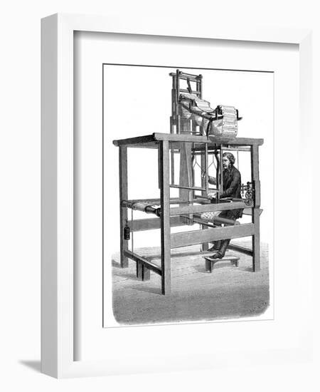 Jacquard Loom, with Swags of Punched Cards from Which Pattern Was Woven, 1876-null-Framed Giclee Print