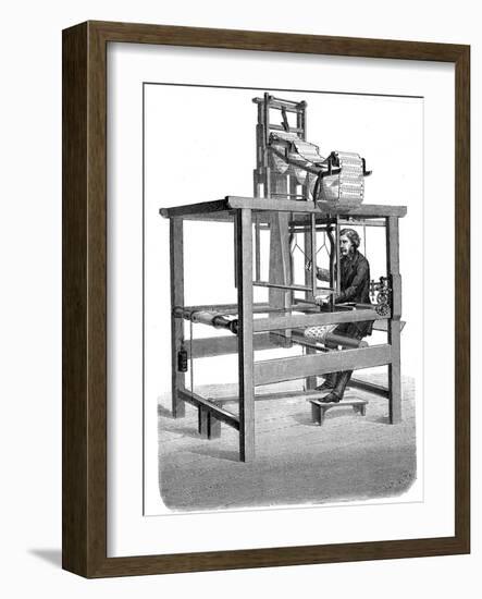 Jacquard Loom, with Swags of Punched Cards from Which Pattern Was Woven, 1876-null-Framed Premium Giclee Print