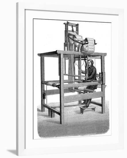 Jacquard Loom, with Swags of Punched Cards from Which Pattern Was Woven, 1876-null-Framed Giclee Print