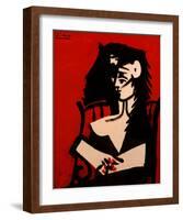 Jacqueline a Mantille Sur Fond Rouge-Pablo Picasso-Framed Art Print