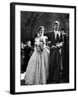 Jacqueline Bouvier in Gorgeous Battenberg Wedding Dress with Her Husband Sen. John Kennedy-Lisa Larsen-Framed Photographic Print