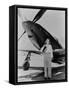 Jacqueline Cochran 1906-1980 American Aviator with F-51 Mustang Airplane, 1948-null-Framed Stretched Canvas