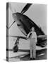 Jacqueline Cochran 1906-1980 American Aviator with F-51 Mustang Airplane, 1948-null-Stretched Canvas