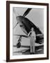 Jacqueline Cochran 1906-1980 American Aviator with F-51 Mustang Airplane, 1948-null-Framed Photo