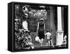 Jacqueline Kennedy and Her Son, 3 Year Old John F, Kennedy Jr Entering Georgetown Federal Era Home-null-Framed Stretched Canvas