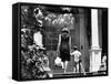 Jacqueline Kennedy and Her Son, 3 Year Old John F, Kennedy Jr Entering Georgetown Federal Era Home-null-Framed Stretched Canvas