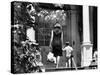Jacqueline Kennedy and Her Son, 3 Year Old John F, Kennedy Jr Entering Georgetown Federal Era Home-null-Stretched Canvas