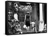 Jacqueline Kennedy and Her Son, 3 Year Old John F, Kennedy Jr Entering Georgetown Federal Era Home-null-Framed Stretched Canvas