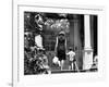 Jacqueline Kennedy and Her Son, 3 Year Old John F, Kennedy Jr Entering Georgetown Federal Era Home-null-Framed Photo