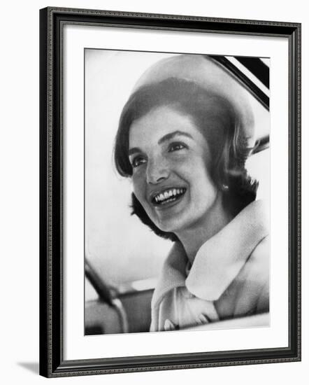 Jacqueline Kennedy, Arriving in New York. March 1, 1961-null-Framed Photo