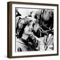 Jacqueline Kennedy Beams at One of the Famed Horses of the Canadian Royal Mounted Police-null-Framed Photo