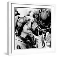 Jacqueline Kennedy Beams at One of the Famed Horses of the Canadian Royal Mounted Police-null-Framed Photo