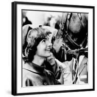 Jacqueline Kennedy Beams at One of the Famed Horses of the Canadian Royal Mounted Police-null-Framed Photo