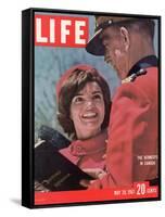 Jacqueline Kennedy Chatting with Canadian Mounted Policeman During Visit with JFK, May 26, 1961-Leonard Mccombe-Framed Stretched Canvas