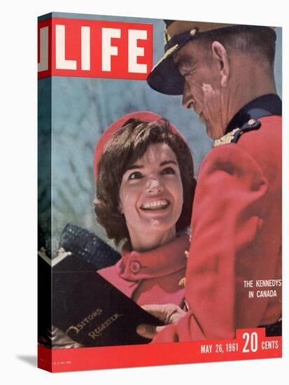 Jacqueline Kennedy Chatting with Canadian Mounted Policeman During Visit with JFK, May 26, 1961-Leonard Mccombe-Stretched Canvas