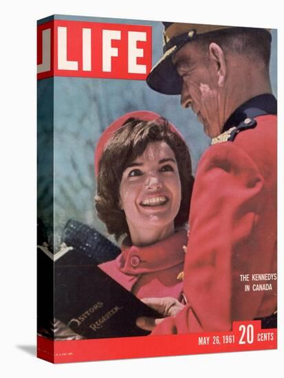 Jacqueline Kennedy Chatting with Canadian Mounted Policeman During Visit with JFK, May 26, 1961-Leonard Mccombe-Stretched Canvas