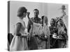 Jacqueline Kennedy Having a 'Bindi' Placed on Her Forehead at Jaipur, India-null-Stretched Canvas