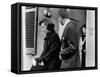 Jacqueline Kennedy, in Doorway of Her Temporary Georgetown Home after Leaving the White House-null-Framed Stretched Canvas