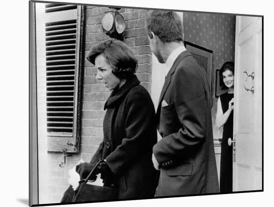 Jacqueline Kennedy, in Doorway of Her Temporary Georgetown Home after Leaving the White House-null-Mounted Photo