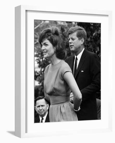 Jacqueline Kennedy, John F. Kennedy, on the White House Lawn, May 28, 1962-null-Framed Photo