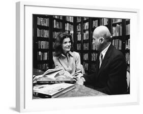 Jacqueline Kennedy Onassis and Boss Thomas H. Guinzburg at Viking Press-Alfred Eisenstaedt-Framed Premium Photographic Print