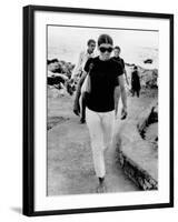 Jacqueline Kennedy Onassis on Vacation in Capri, Italy-null-Framed Photo