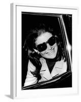 Jacqueline Kennedy Onassis Talks with Newsman, Logan International Airport, Apr 26, 1970-null-Framed Photo