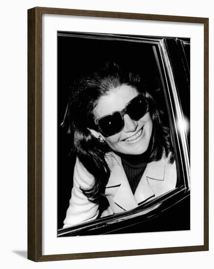 Jacqueline Kennedy Onassis Talks with Newsman, Logan International Airport, Apr 26, 1970-null-Framed Photo