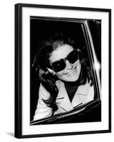 Jacqueline Kennedy Onassis Talks with Newsman, Logan International Airport, Apr 26, 1970-null-Framed Photo