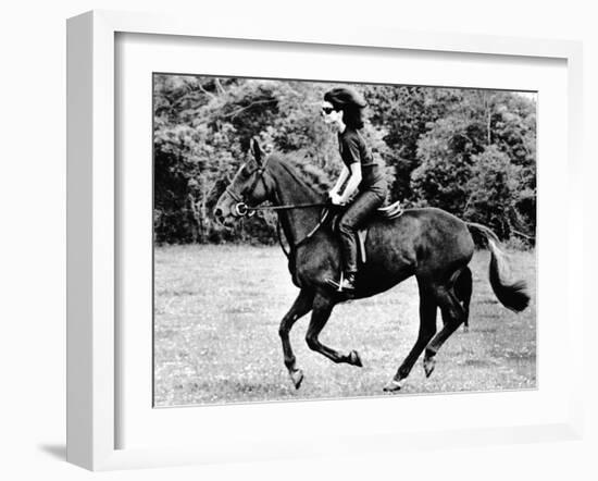 Jacqueline Kennedy, Riding a Horse in Waterford, Ireland, Jun 16, 1967-null-Framed Photo