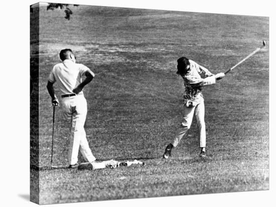 Jacqueline Kennedy Taking Lesson from Golf Pro Henry Lidner at Newport Country Club, Sept 13, 1962-null-Stretched Canvas