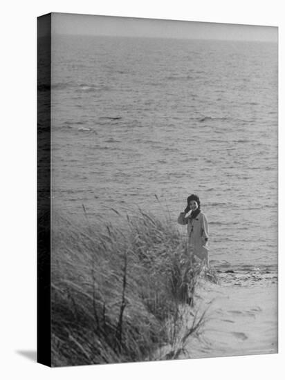 Jacqueline Kennedy, Wife of Dem. Candidate, Walk Along Beach Near Kennedy Compound on Election Day-Paul Schutzer-Stretched Canvas